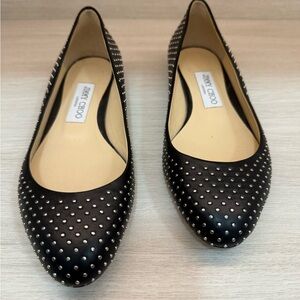 Jimmy Choo Black Studded Flats